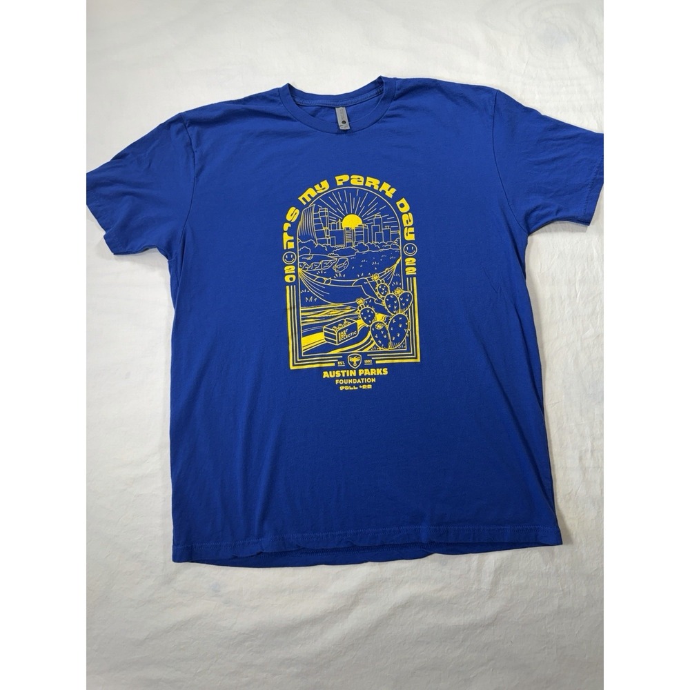 Next Level Austin Parks Foundation Its My Park Day 2022 T-Shirt Blue Mens XL